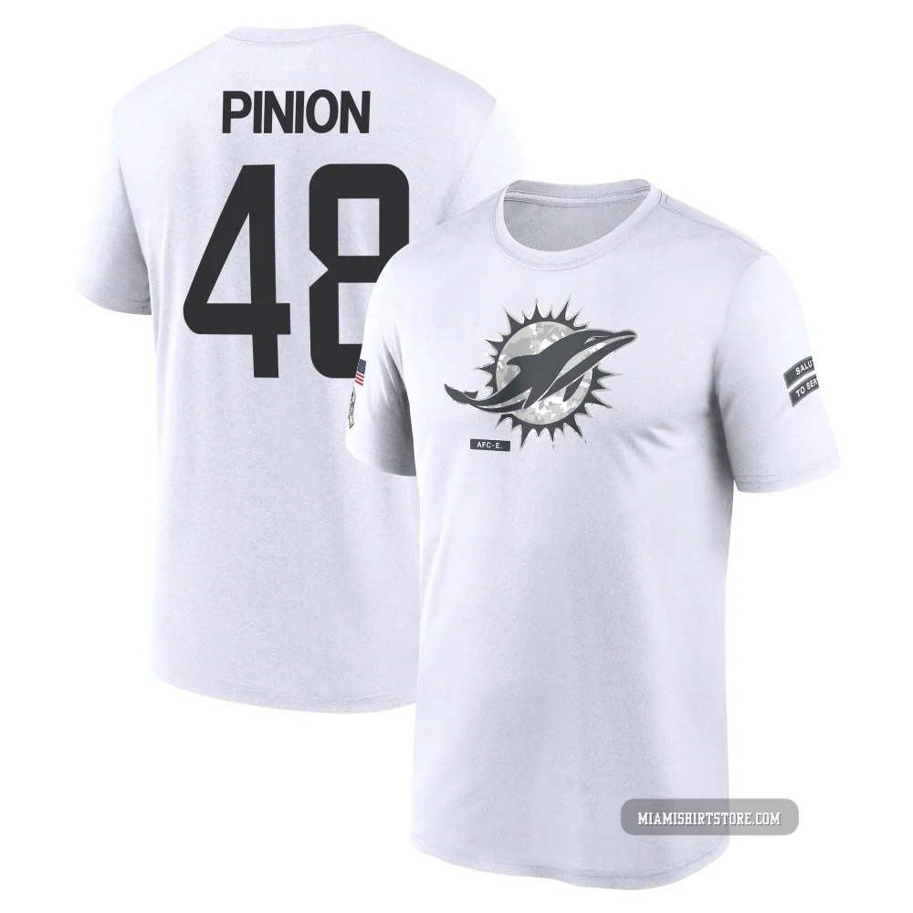 Youth Bradley Pinion Miami Dolphins ＃48 Legend White 2024 Salute to Service Performance T-Shirt
