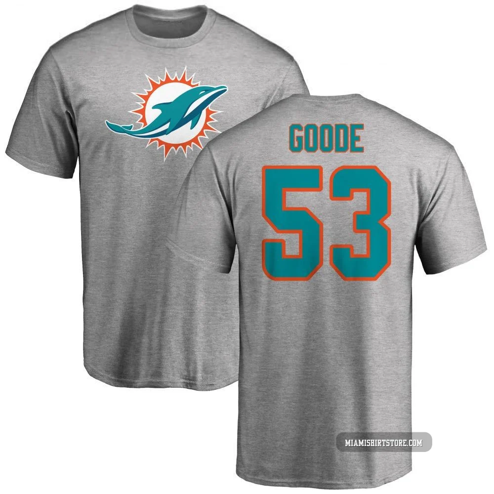 Youth Cameron Goode Miami Dolphins ＃53 Pro Line Name & Number Logo T-Shirt - Ash