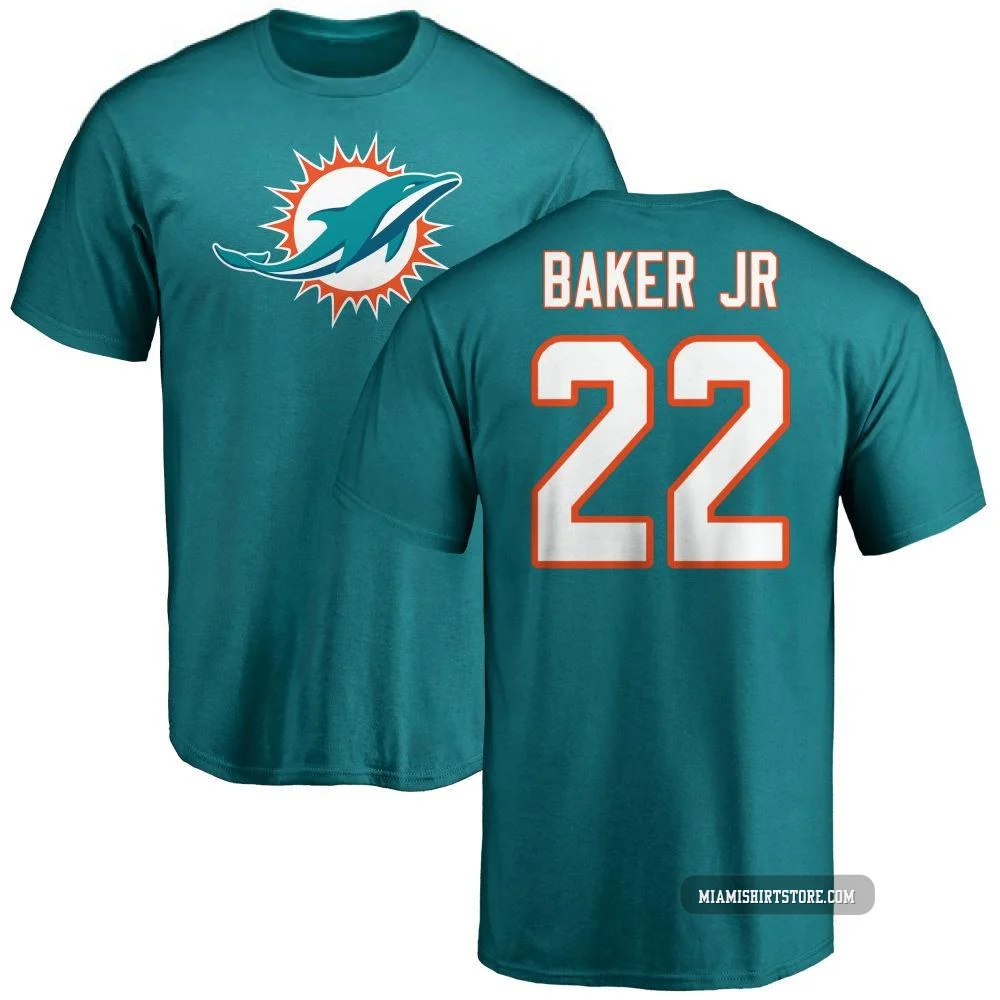 Youth Darrell Baker Jr. Miami Dolphins ＃22 Aqua Pro Line Name & Number Logo T-Shirt -