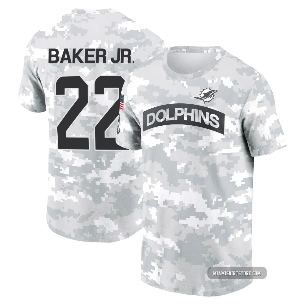 Youth Darrell Baker Jr. Miami Dolphins ＃22 Arctic Camo 2024 Salute to Service Performance T-Shirt