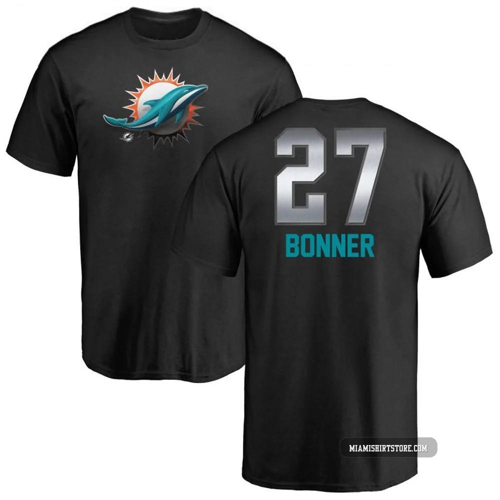 Youth Ethan Bonner Miami Dolphins ＃27 Black Pro Line by Midnight Mascot T-Shirt -