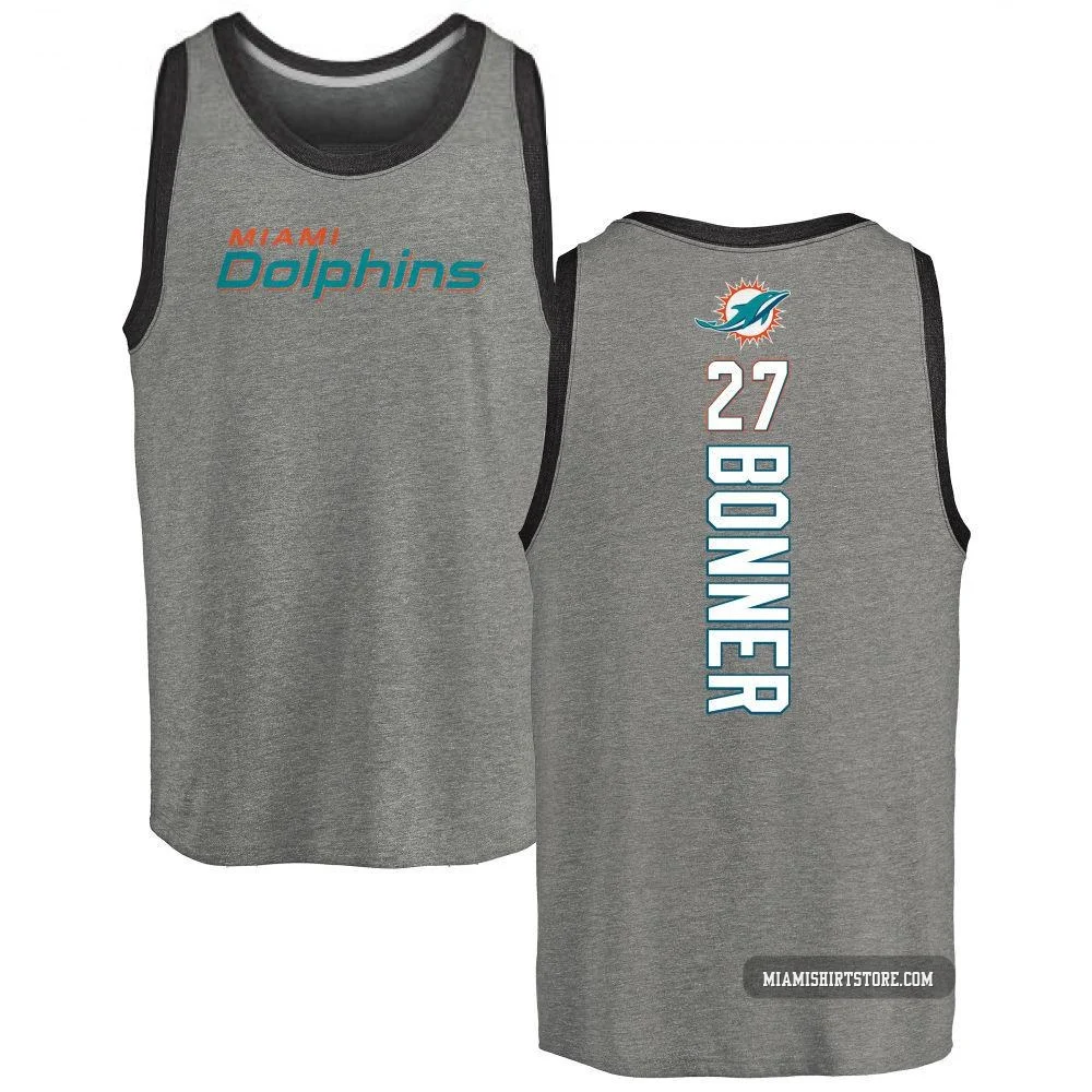 Youth Ethan Bonner Miami Dolphins ＃27 Pro Line by Backer Tri-Blend Tank Top - Ash