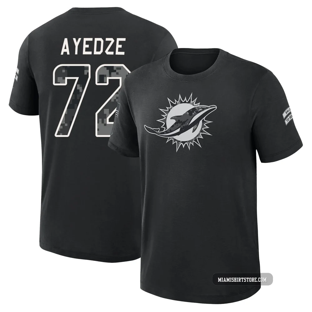Youth Gottlieb Ayedze Miami Dolphins ＃72 Black 2026 Salute to Service Slub T-Shirt