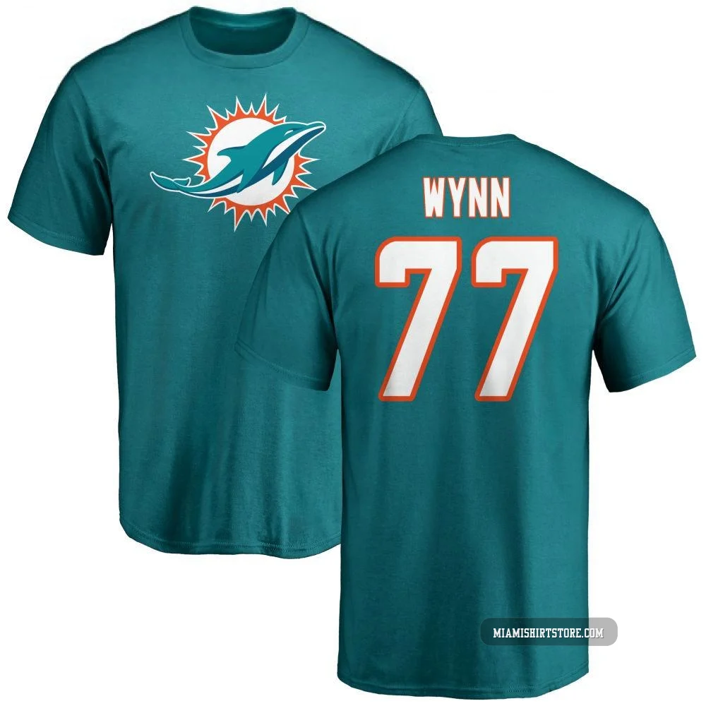 Youth Isaiah Wynn Miami Dolphins ＃77 Aqua Pro Line Name & Number Logo T-Shirt -