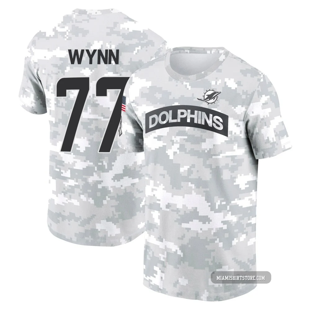 Youth Isaiah Wynn Miami Dolphins ＃77 Arctic Camo 2024 Salute to Service Performance T-Shirt