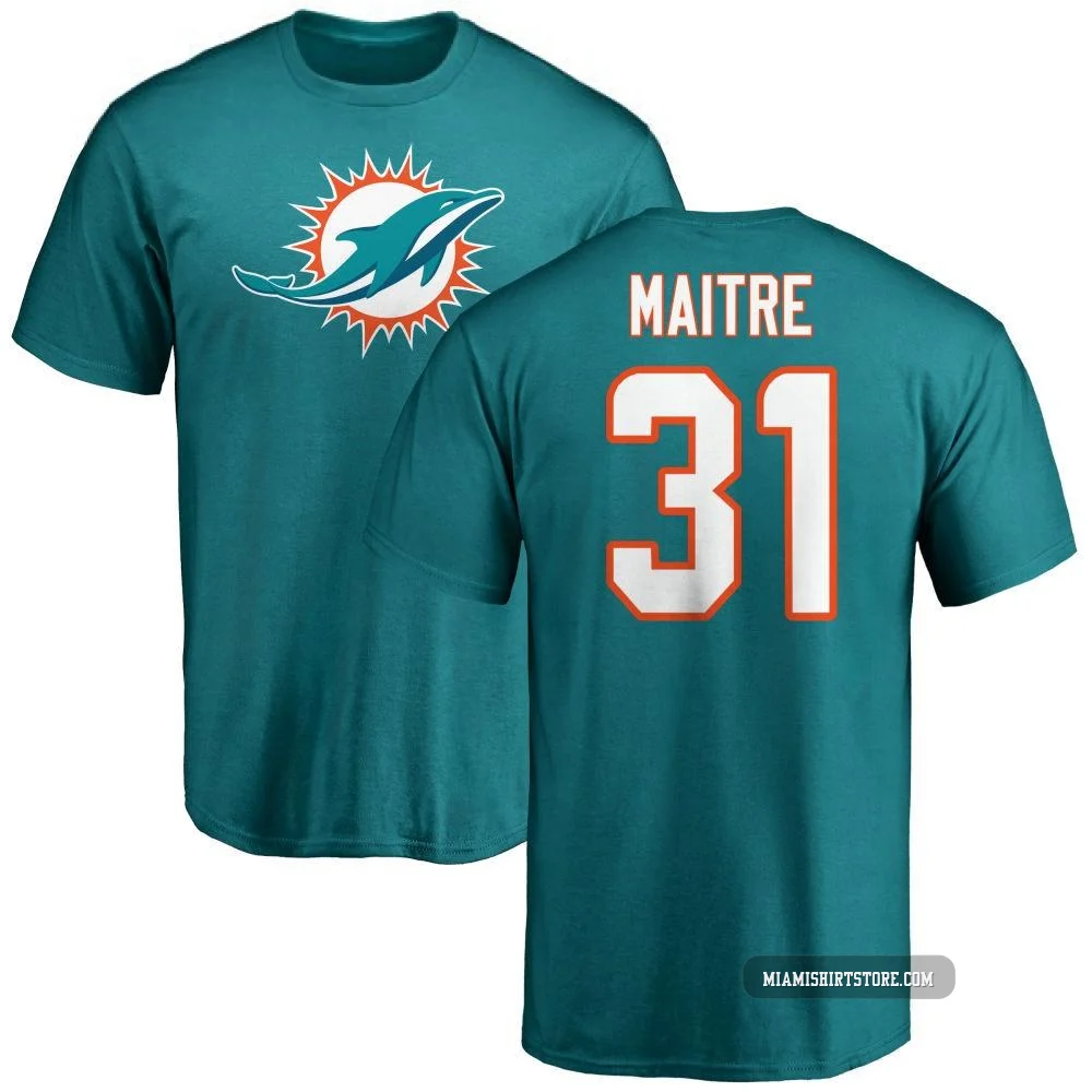 Youth Jason Maitre Miami Dolphins ＃31 Aqua Pro Line Name & Number Logo T-Shirt -