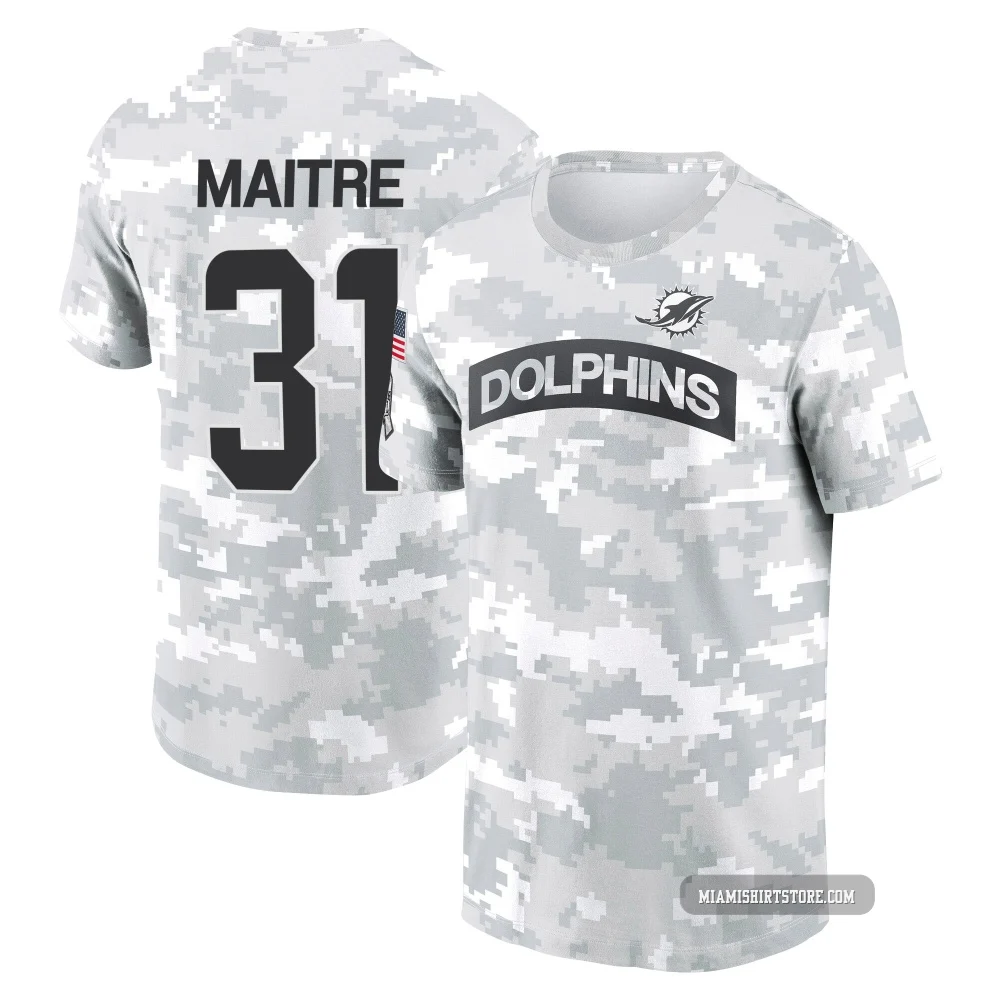 Youth Jason Maitre Miami Dolphins ＃31 Arctic Camo 2024 Salute to Service Performance T-Shirt