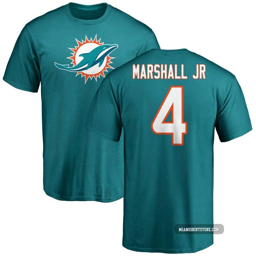 Youth Jason Marshall Jr. Miami Dolphins ＃4 Aqua Pro Line Name & Number Logo T-Shirt -