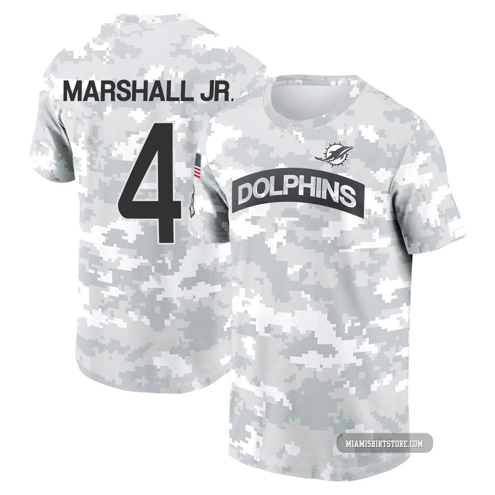 Youth Jason Marshall Jr. Miami Dolphins ＃4 Arctic Camo 2024 Salute to Service Performance T-Shirt