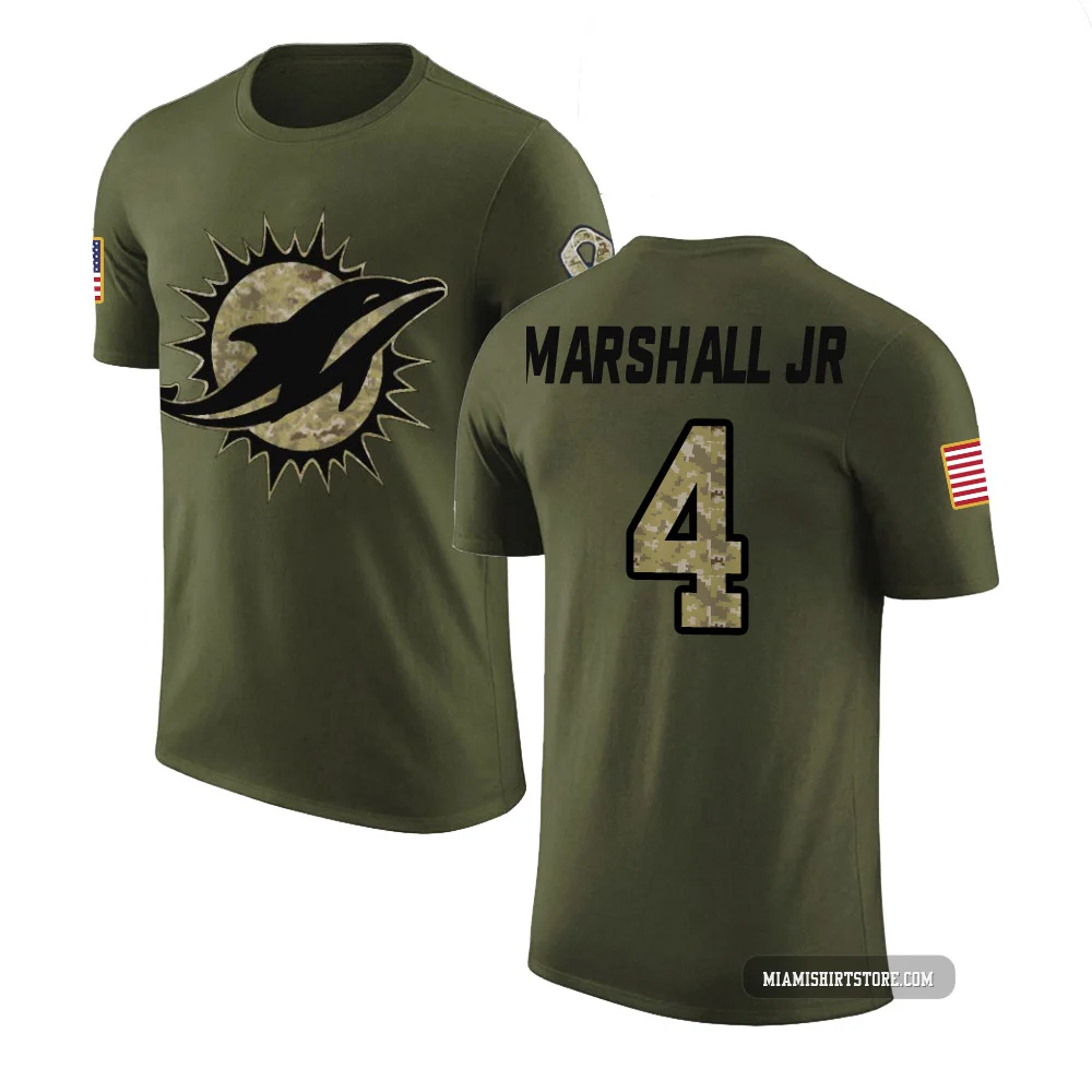 Youth Jason Marshall Jr. Miami Dolphins ＃4 Legend Olive Salute to Service T-Shirt
