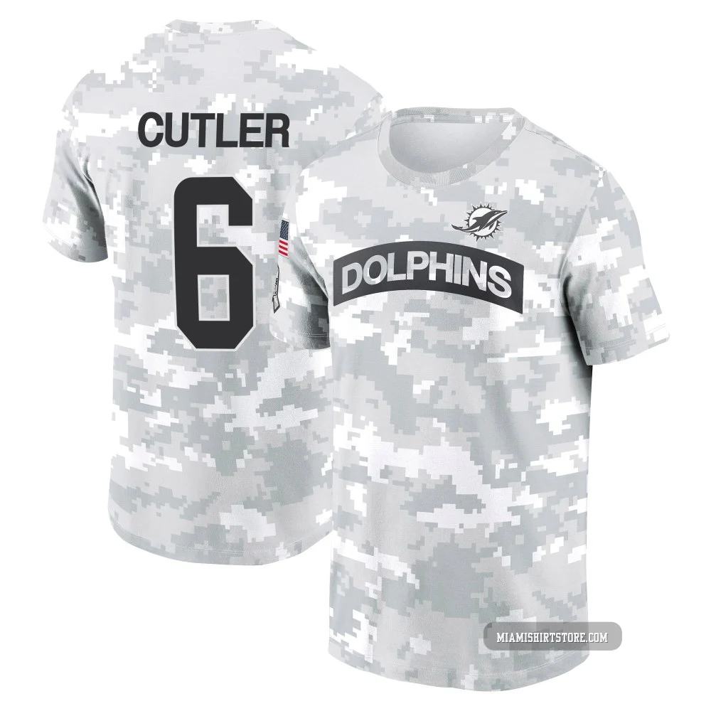 Youth Jay Cutler Miami Dolphins ＃6 Arctic Camo 2024 Salute to Service Performance T-Shirt