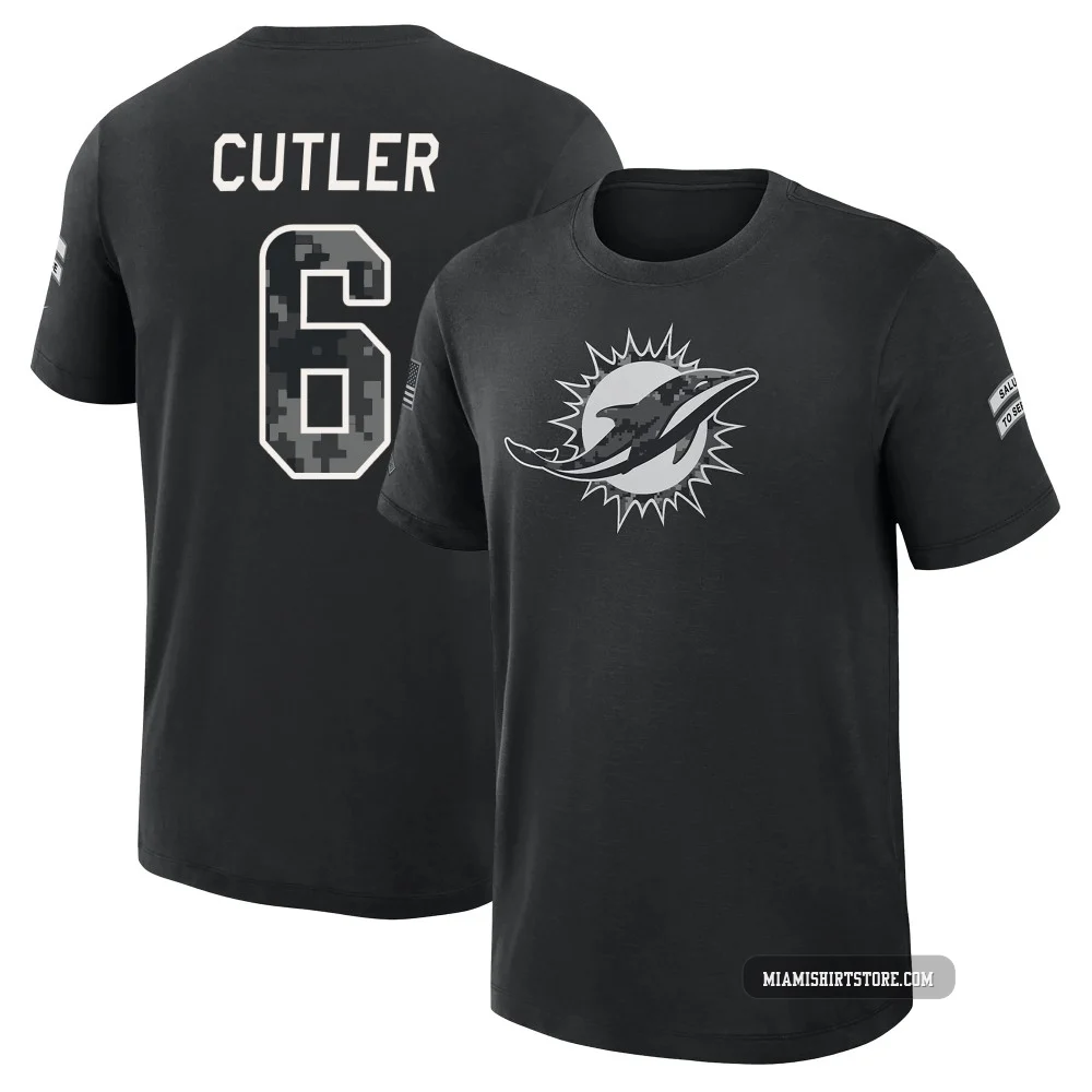 Youth Jay Cutler Miami Dolphins ＃6 Black 2026 Salute to Service Slub T-Shirt