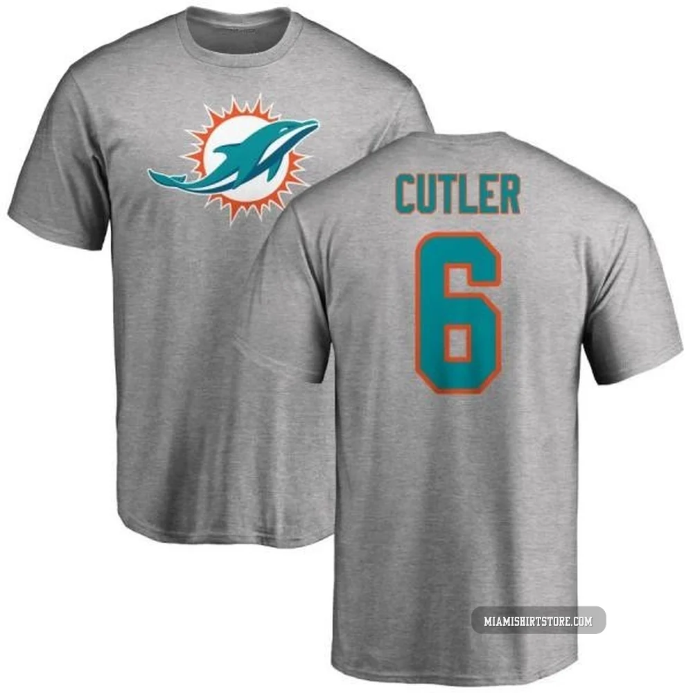 Youth Jay Cutler Miami Dolphins ＃6 Pro Line Name & Number Logo T-Shirt - Ash