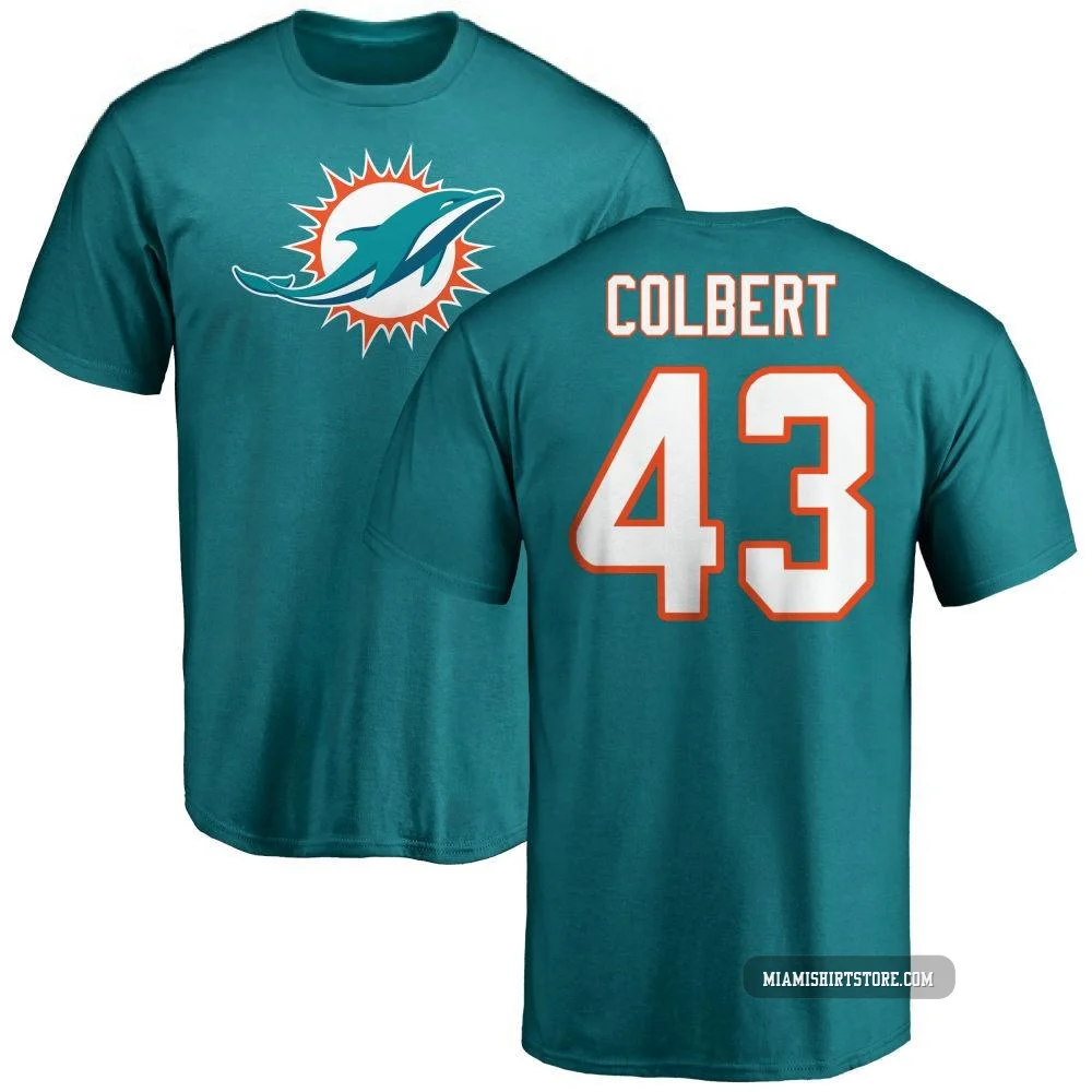Youth Jordan Colbert Miami Dolphins ＃43 Aqua Pro Line Name & Number Logo T-Shirt -