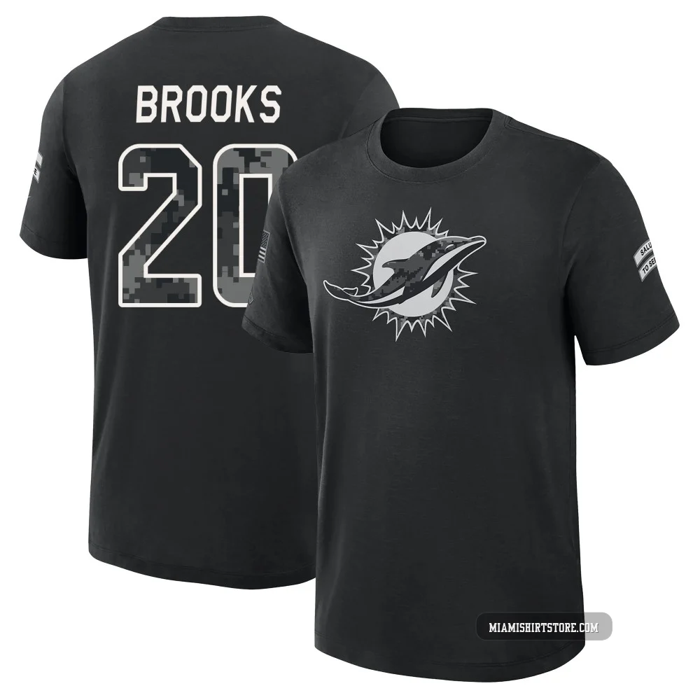 Youth Jordyn Brooks Miami Dolphins ＃20 Black 2026 Salute to Service Slub T-Shirt