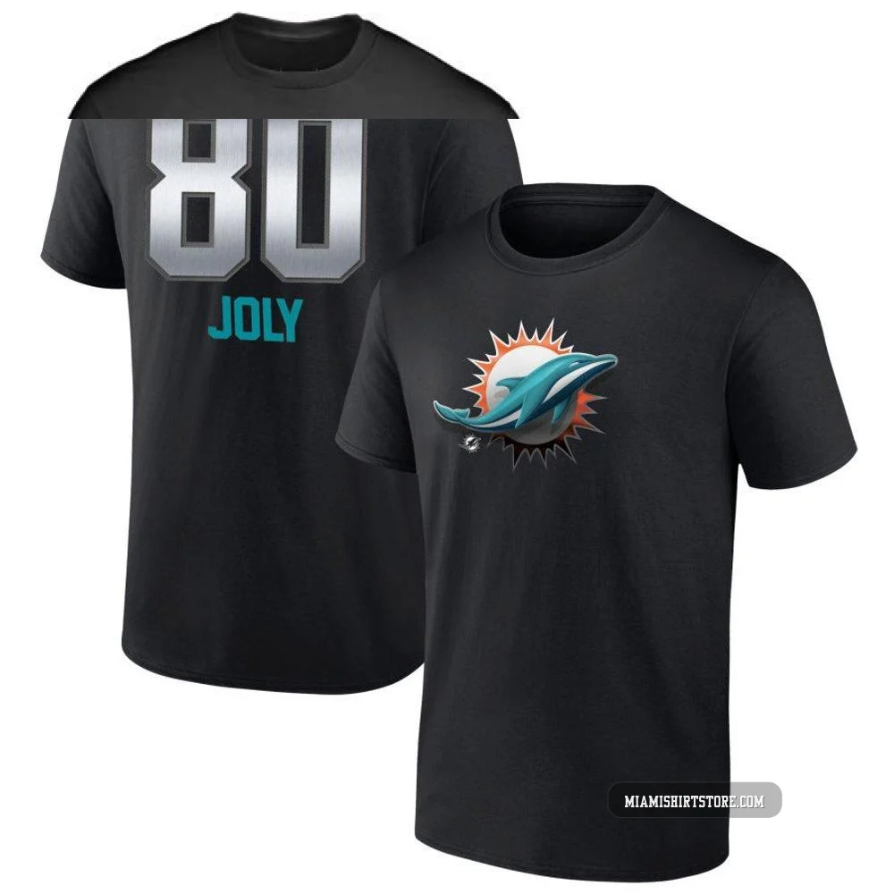 Youth Justin Joly Miami Dolphins ＃80 Black Pro Line by Midnight Mascot T-Shirt -