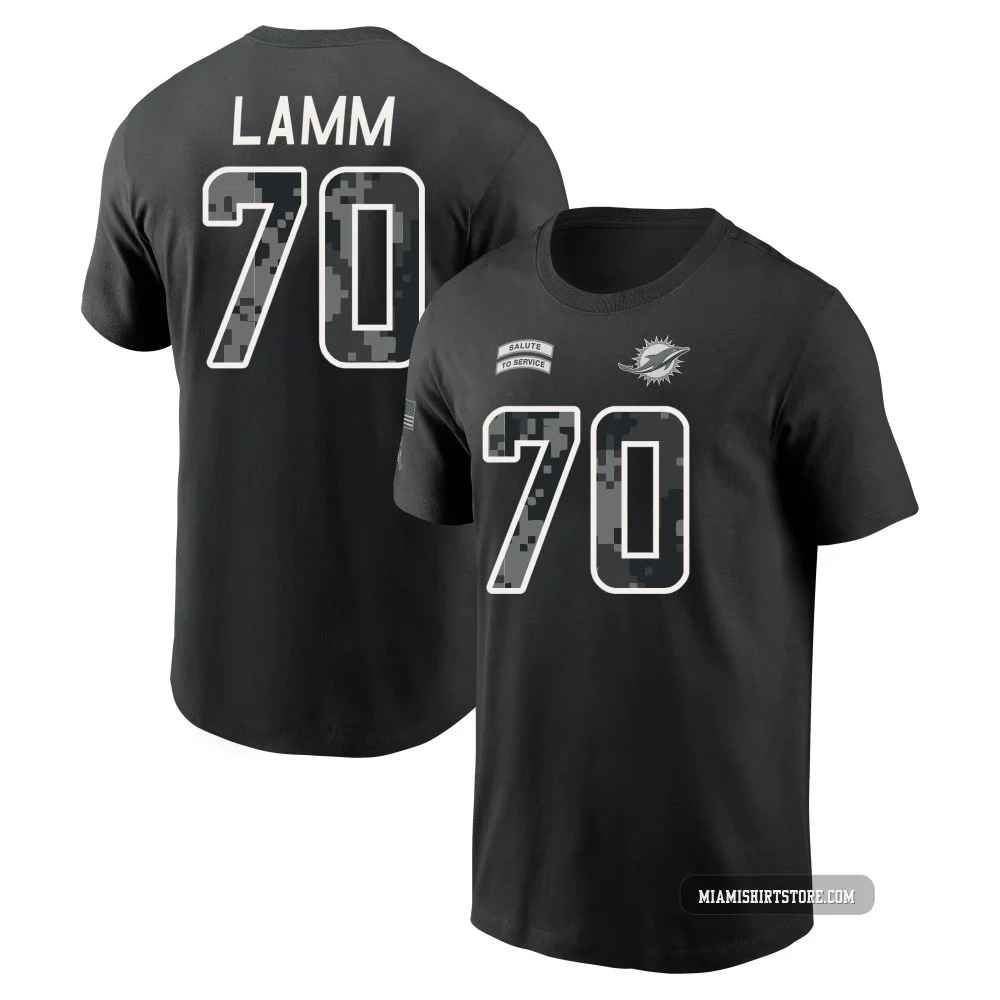 Youth Kendall Lamm Miami Dolphins ＃70 Black 2026 Salute to Service Name & Number T-Shirt