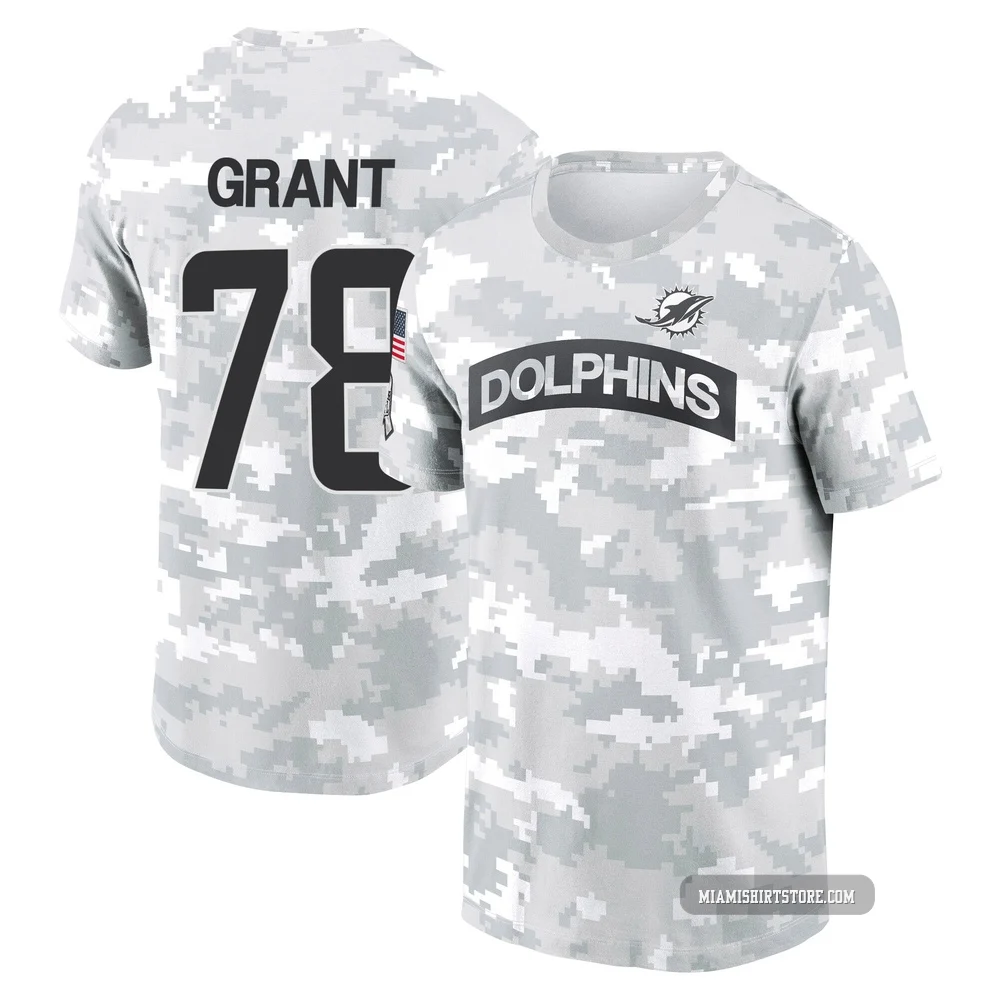 Youth Kenneth Grant Miami Dolphins ＃78 Arctic Camo 2024 Salute to Service Performance T-Shirt
