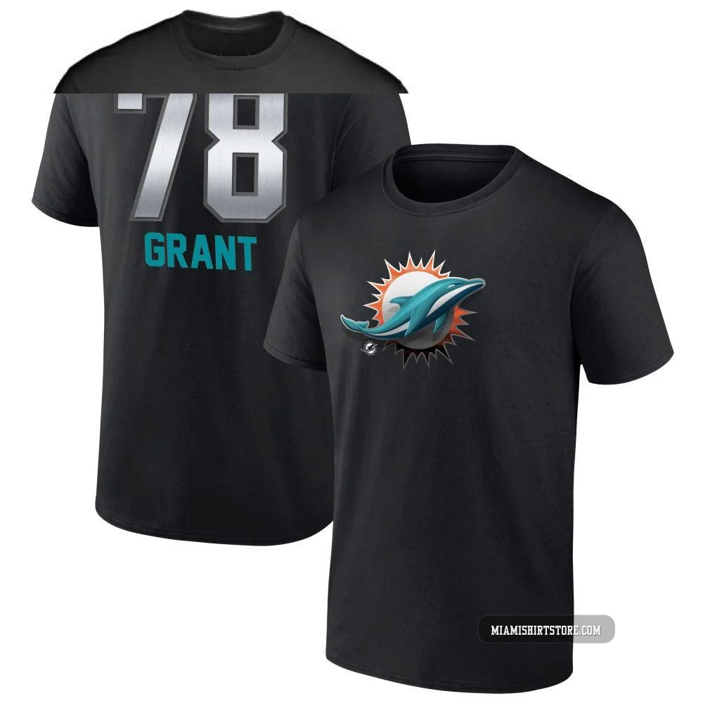 Youth Kenneth Grant Miami Dolphins ＃78 Black Pro Line by Midnight Mascot T-Shirt -