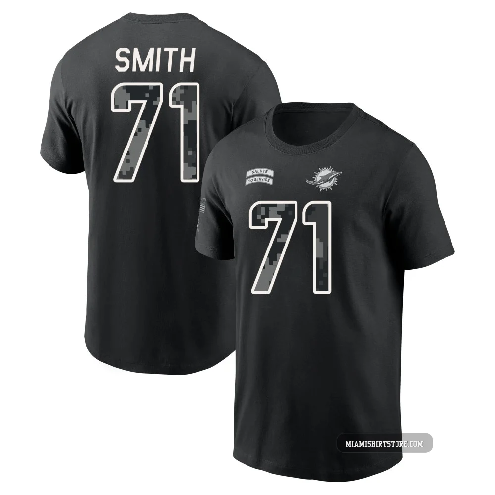 Youth Kion Smith Miami Dolphins ＃71 Black 2026 Salute to Service Name & Number T-Shirt