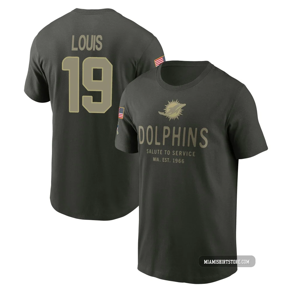 Youth Kyle Louis Miami Dolphins ＃19 Forest/Green 2025 Salute to Service Sideline Primary Edge T-Shirt