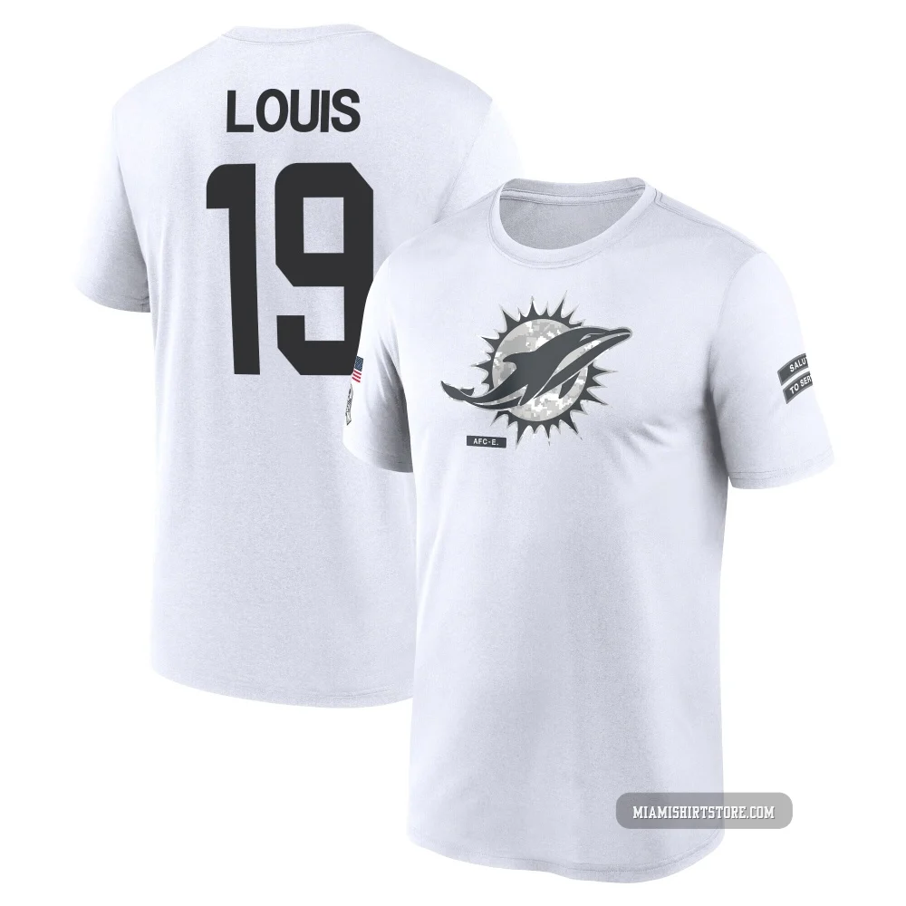 Youth Kyle Louis Miami Dolphins ＃19 Legend White 2024 Salute to Service Performance T-Shirt
