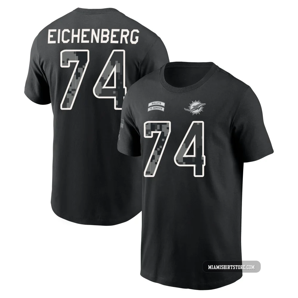 Youth Liam Eichenberg Miami Dolphins ＃74 Black 2026 Salute to Service Name & Number T-Shirt