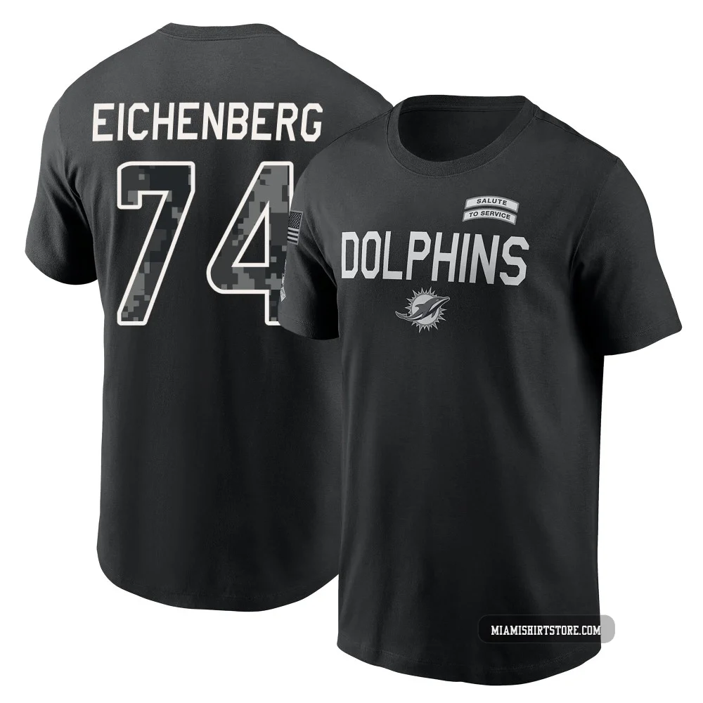Youth Liam Eichenberg Miami Dolphins ＃74 Black 2026 Salute to Service Sideline T-Shirt