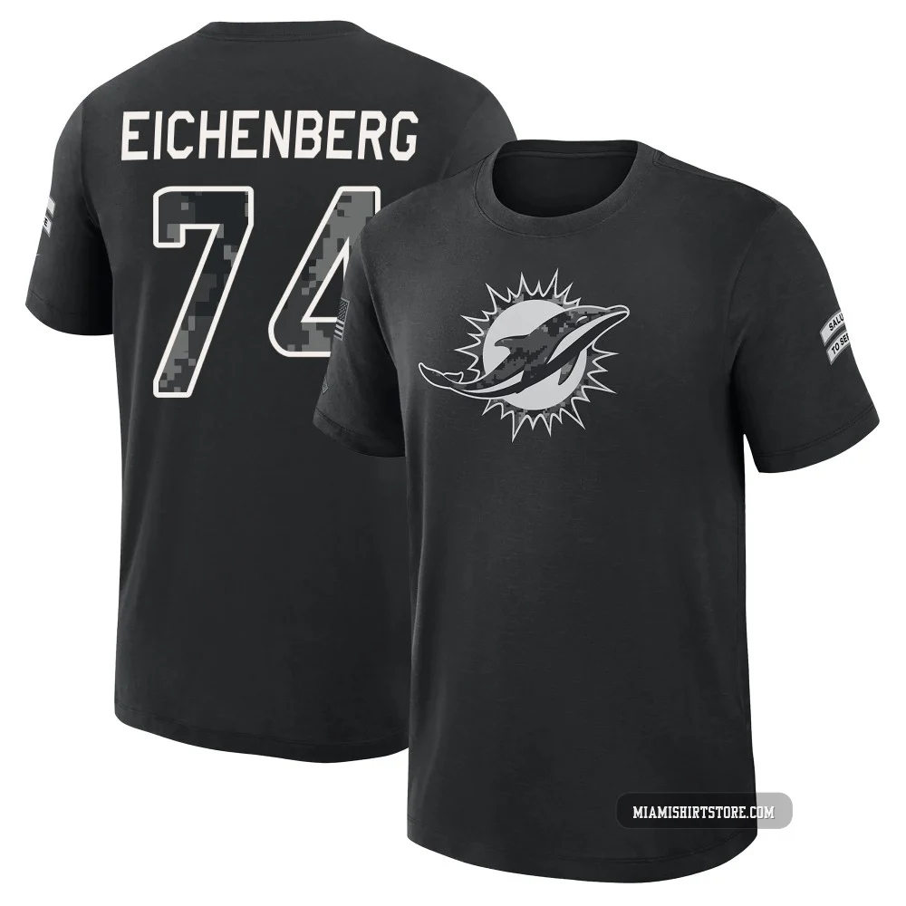 Youth Liam Eichenberg Miami Dolphins ＃74 Black 2026 Salute to Service Slub T-Shirt
