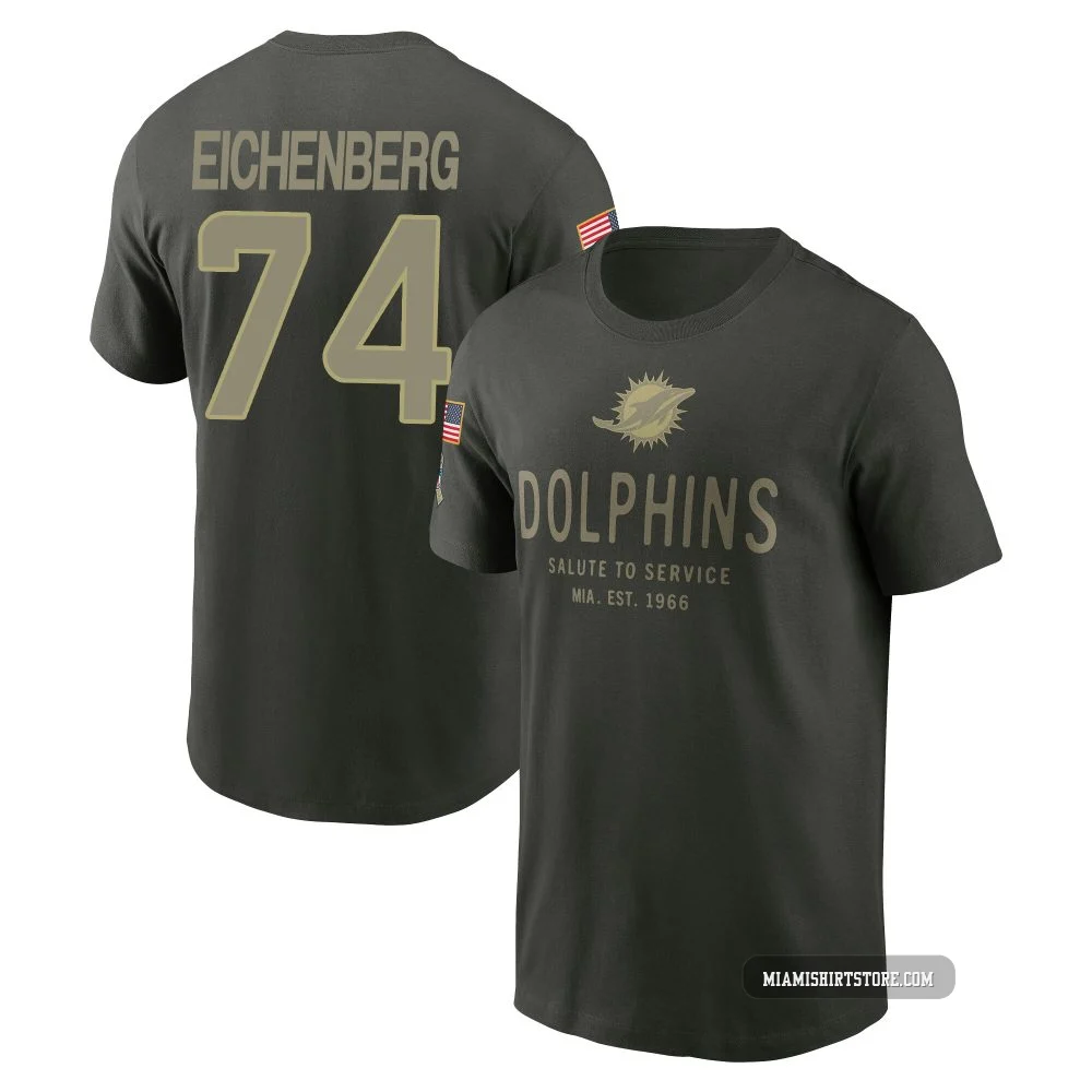 Youth Liam Eichenberg Miami Dolphins ＃74 Forest/Green 2025 Salute to Service Sideline Primary Edge T-Shirt