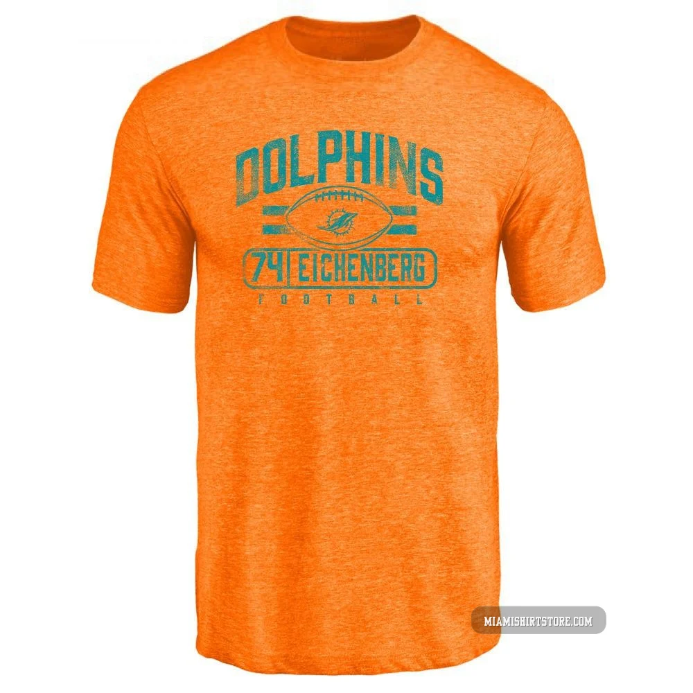 Youth Liam Eichenberg Miami Dolphins ＃74 Orange Pro Line by Flanker Tri-Blend T-Shirt -