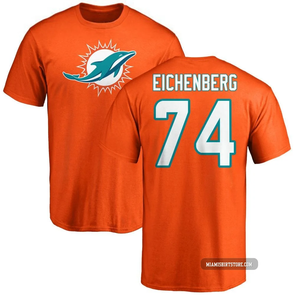 Youth Liam Eichenberg Miami Dolphins ＃74 Orange Pro Line Name & Number Logo T-Shirt -