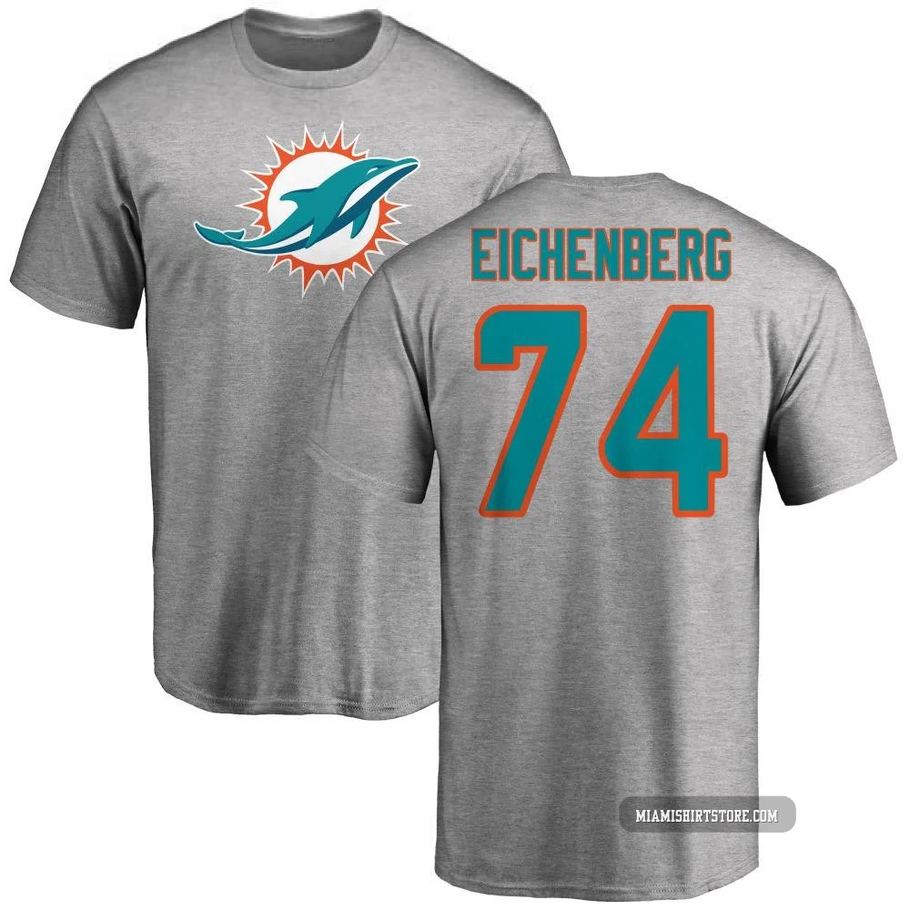 Youth Liam Eichenberg Miami Dolphins ＃74 Pro Line Name & Number Logo T-Shirt - Ash