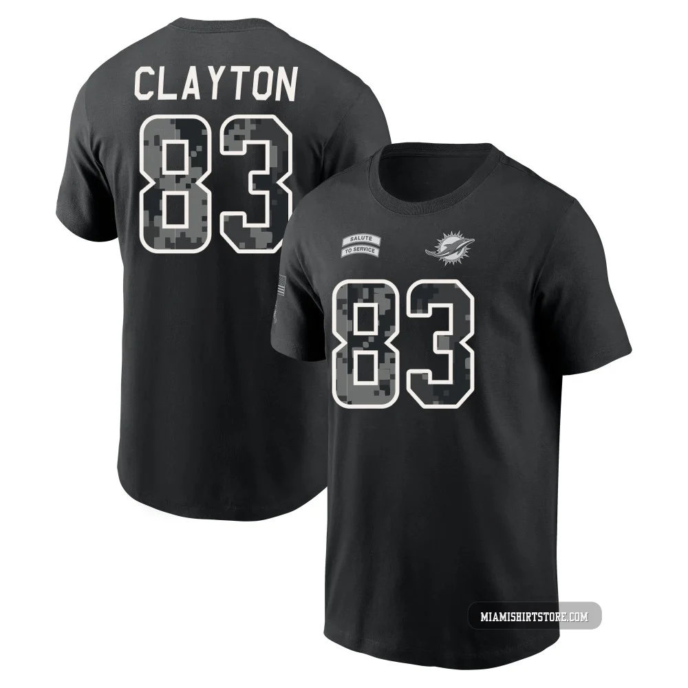 Youth Mark Clayton Miami Dolphins ＃83 Black 2026 Salute to Service Name & Number T-Shirt