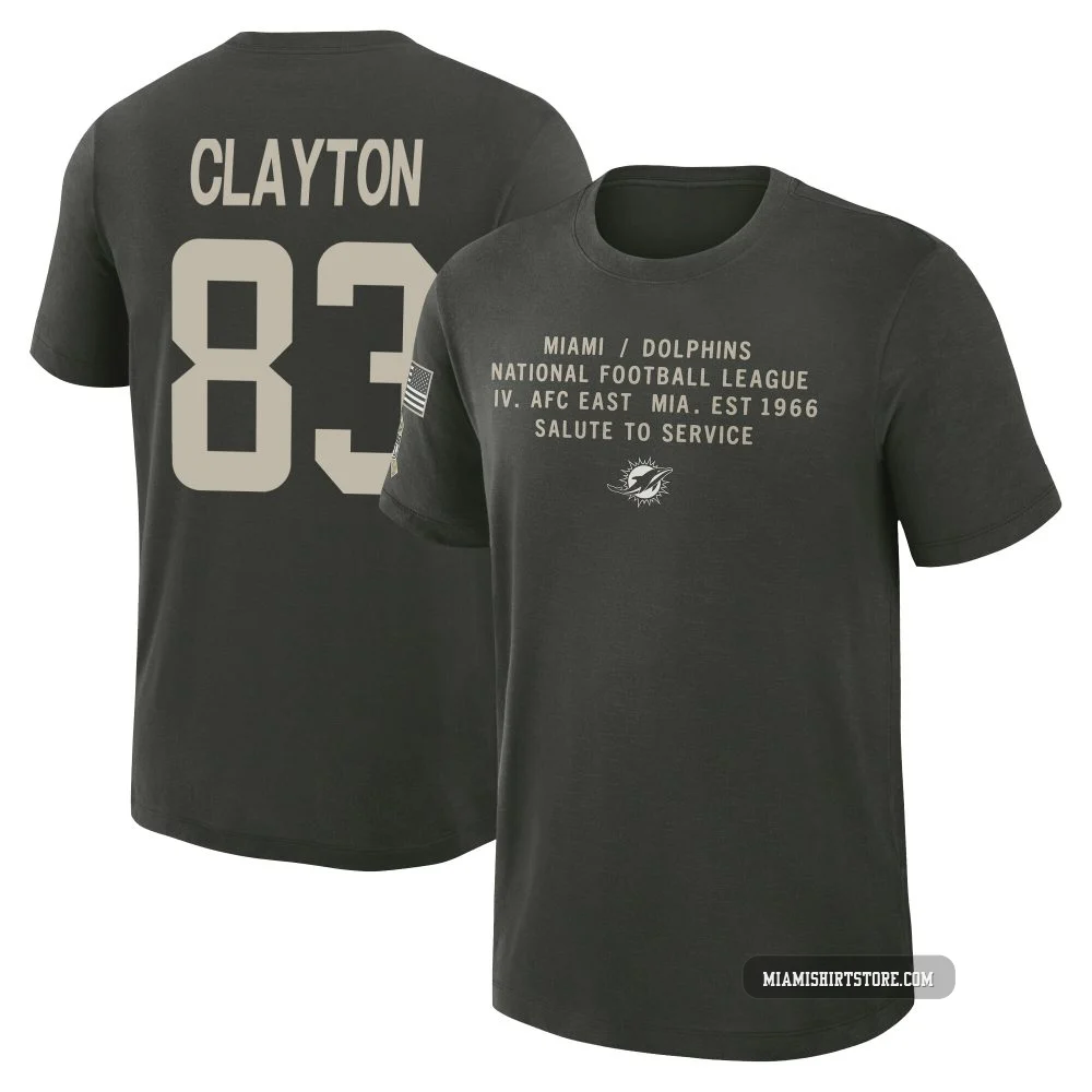 Youth Mark Clayton Miami Dolphins ＃83 Dark/Green 2025 Salute to Service Sideline Slub T-Shirt