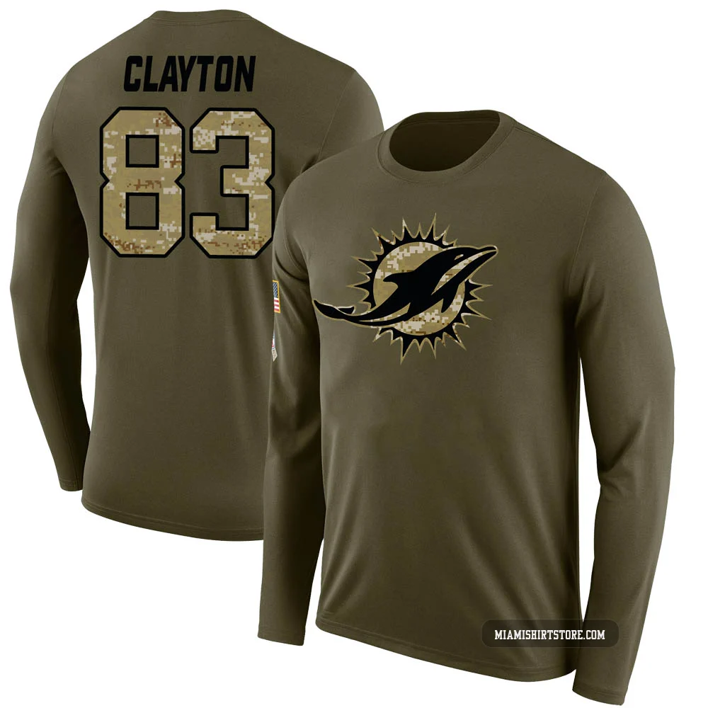 Youth Mark Clayton Miami Dolphins ＃83 Legend Olive Salute to Service Sideline Long Sleeve T-Shirt