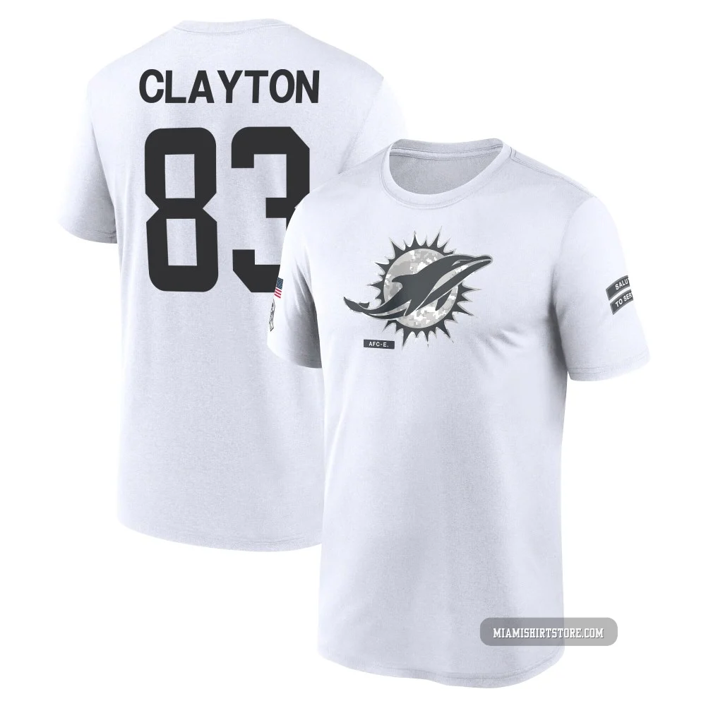 Youth Mark Clayton Miami Dolphins ＃83 Legend White 2024 Salute to Service Performance T-Shirt