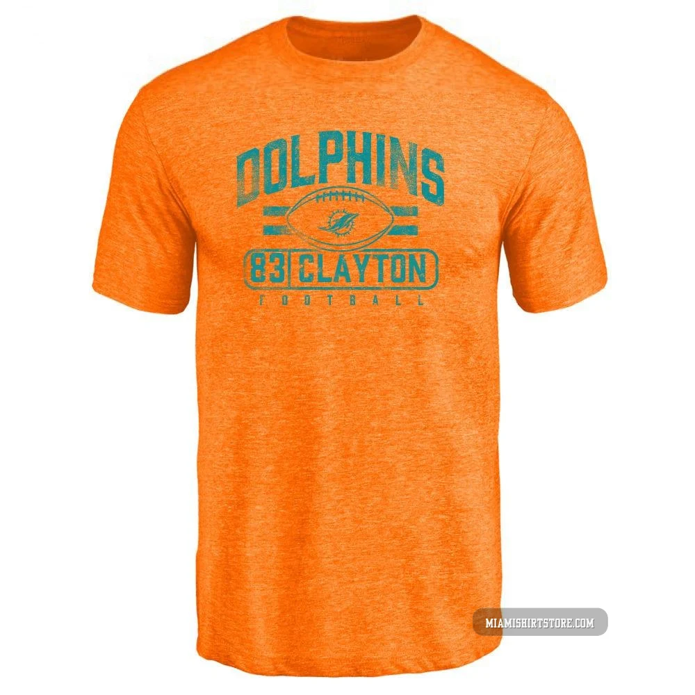 Youth Mark Clayton Miami Dolphins ＃83 Orange Pro Line by Flanker Tri-Blend T-Shirt -