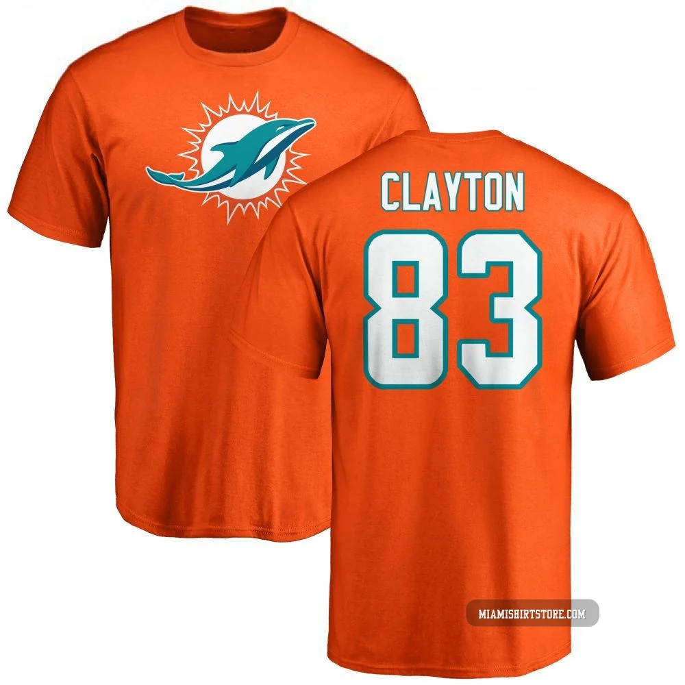 Youth Mark Clayton Miami Dolphins ＃83 Orange Pro Line Name & Number Logo T-Shirt -