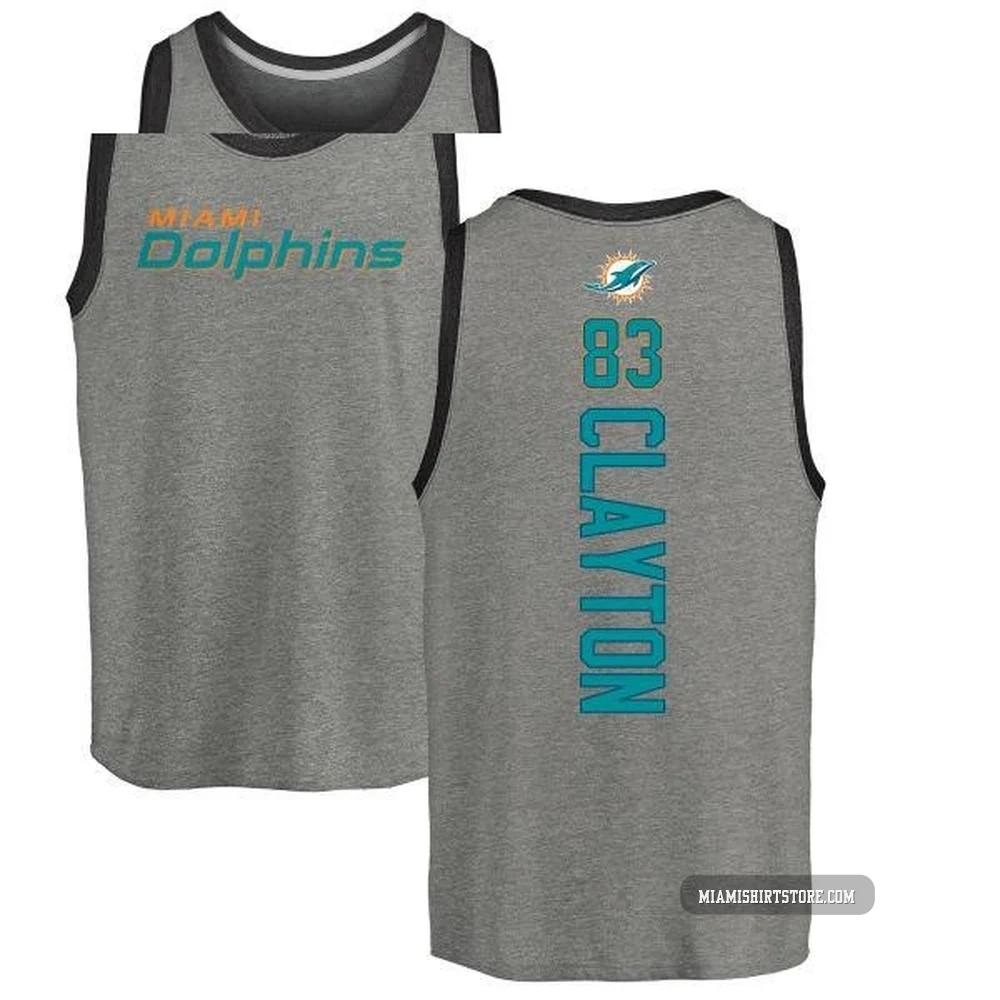 Youth Mark Clayton Miami Dolphins ＃83 Pro Line by Backer Tri-Blend Tank Top - Ash