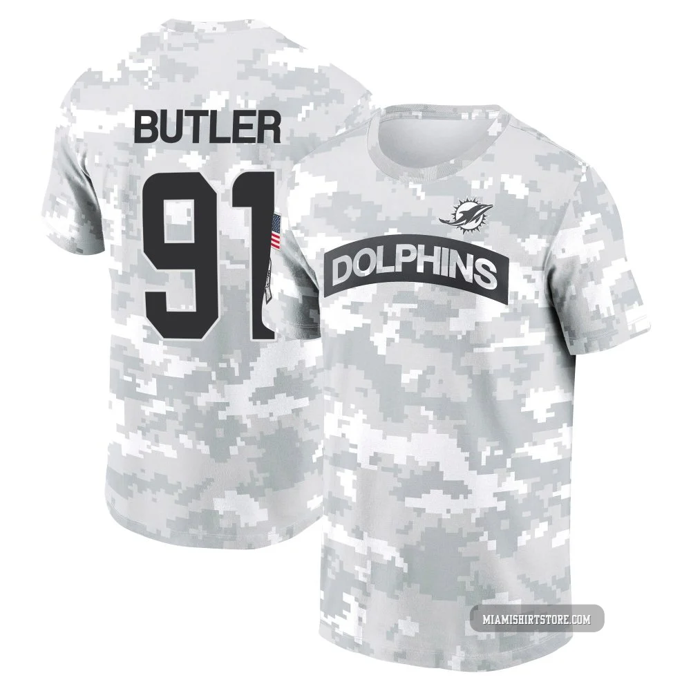 Youth Matthew Butler Miami Dolphins ＃91 Arctic Camo 2024 Salute to Service Performance T-Shirt