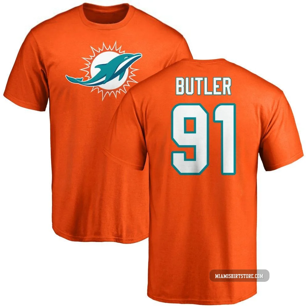 Youth Matthew Butler Miami Dolphins ＃91 Orange Pro Line Name & Number Logo T-Shirt -