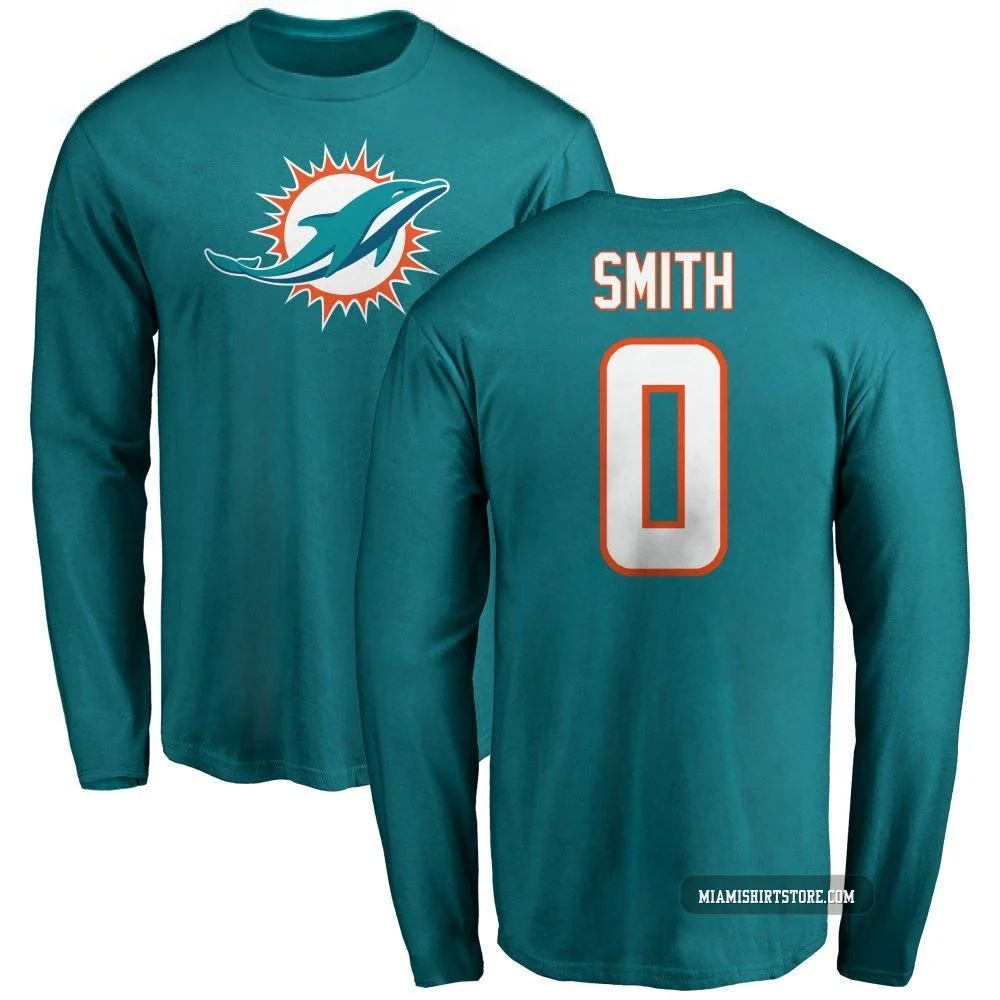 Youth Mazi Smith Miami Dolphins ＃0 Aqua Pro Line Name & Number Logo Long Sleeve T-Shirt -