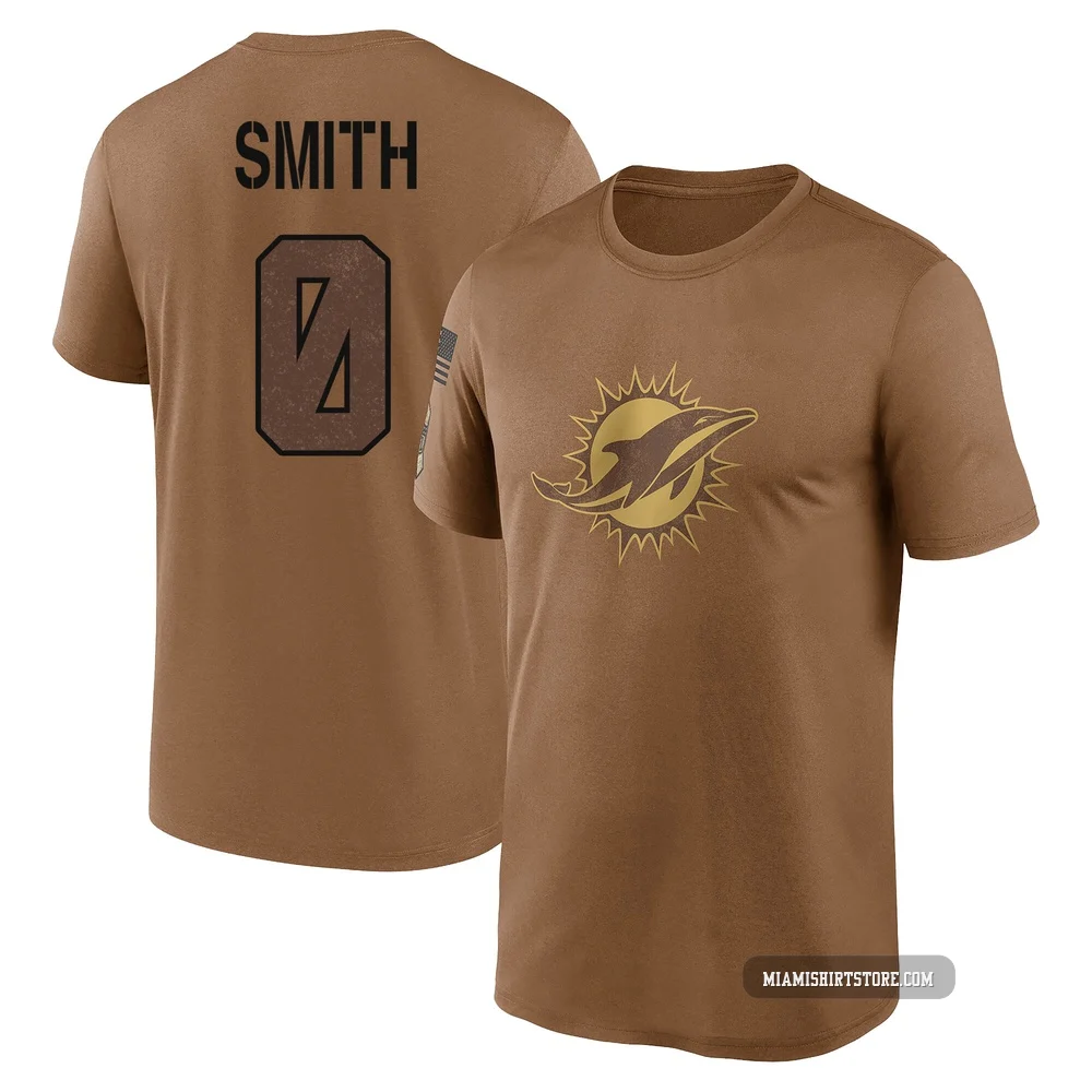 Youth Mazi Smith Miami Dolphins ＃0 Legend Brown 2023 Salute To Service Performance T-Shirt