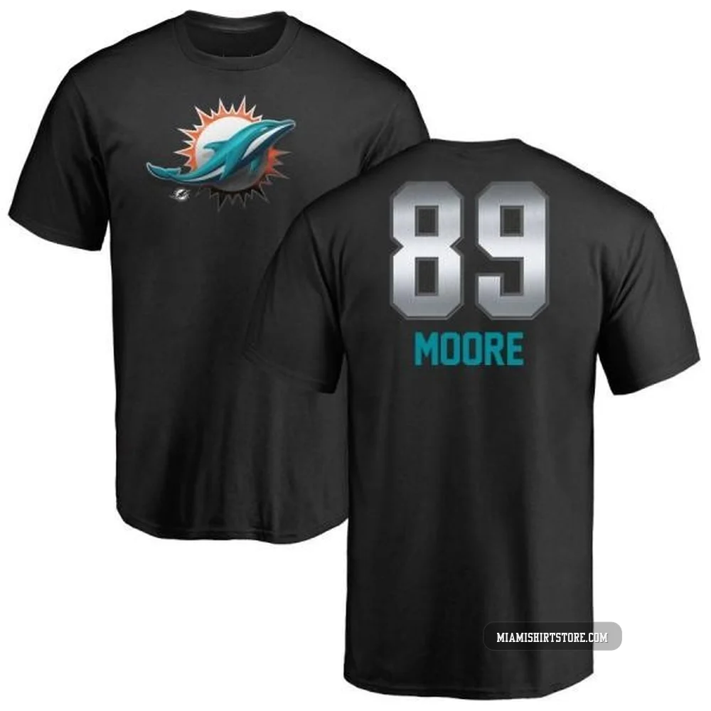 Youth Nat Moore Miami Dolphins ＃89 Black Pro Line by Midnight Mascot T-Shirt -