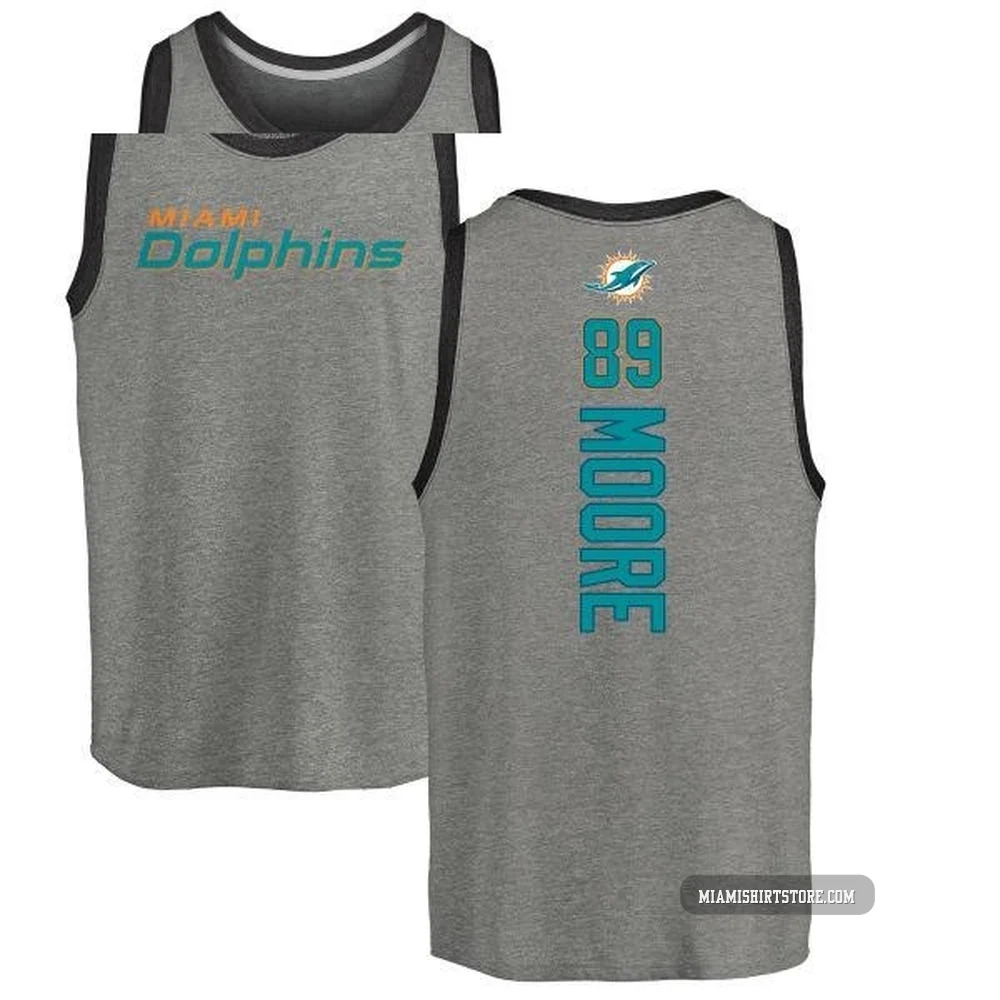 Youth Nat Moore Miami Dolphins ＃89 Pro Line by Backer Tri-Blend Tank Top - Ash