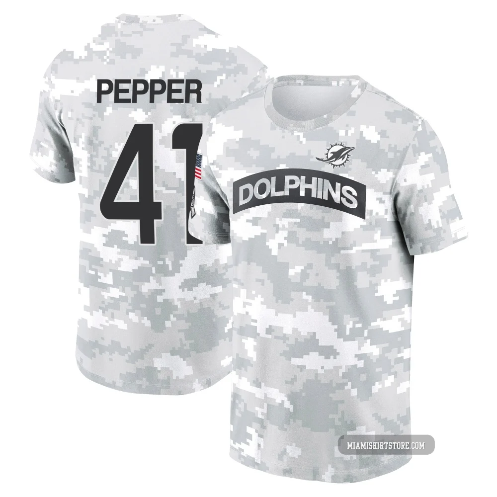 Youth Taybor Pepper Miami Dolphins ＃41 Arctic Camo 2024 Salute to Service Performance T-Shirt