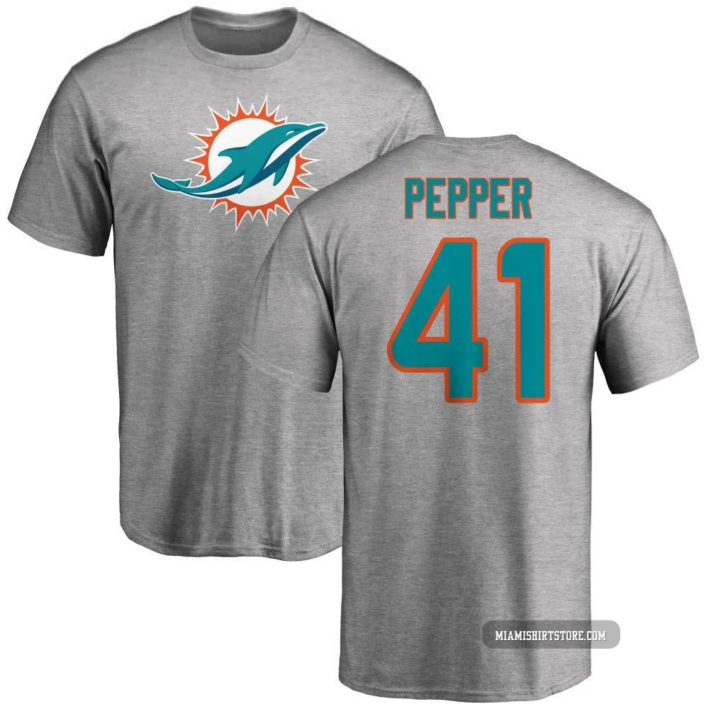 Youth Taybor Pepper Miami Dolphins ＃41 Pro Line Name & Number Logo T-Shirt - Ash