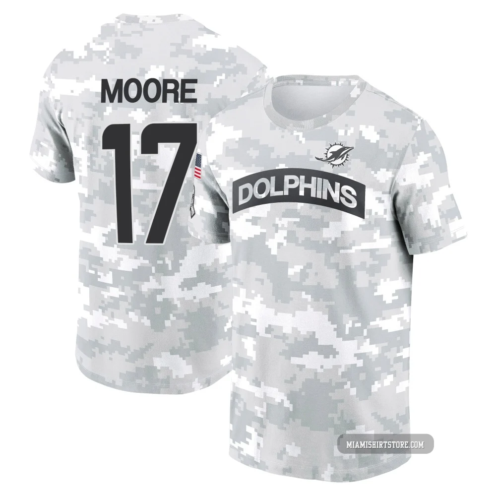 Youth Trey Moore Miami Dolphins ＃17 Arctic Camo 2024 Salute to Service Performance T-Shirt