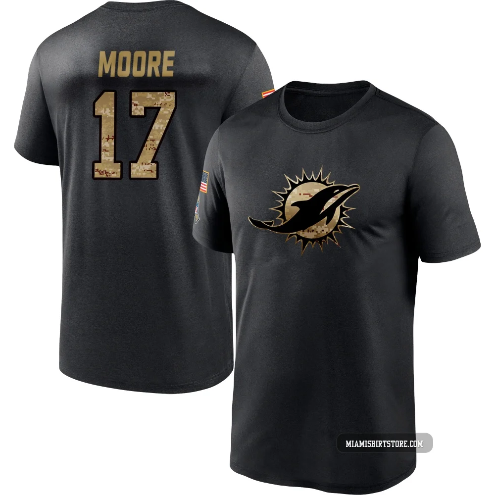 Youth Trey Moore Miami Dolphins ＃17 Black 2020 Salute To Service Performance T-Shirt